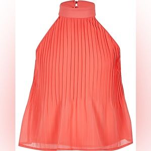 River Island Girls Coral Pleated Halter Neck Top